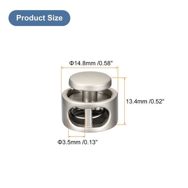 Metal Cord Locks Double Hole Spring Stopper Fastener Slider Toggles End ...
