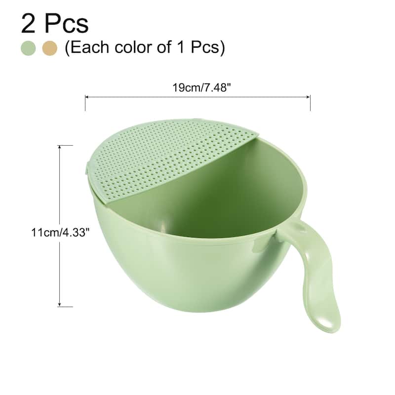 Rice Washing Bowl Fruit Vegetable Colander Drain Basket 2PCS - 23.5 x 19 x 11cm