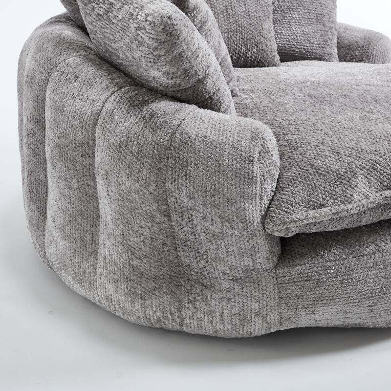 55" Modern Long Polyester Foam Round Bean Bag Sofa Chair with Pillows