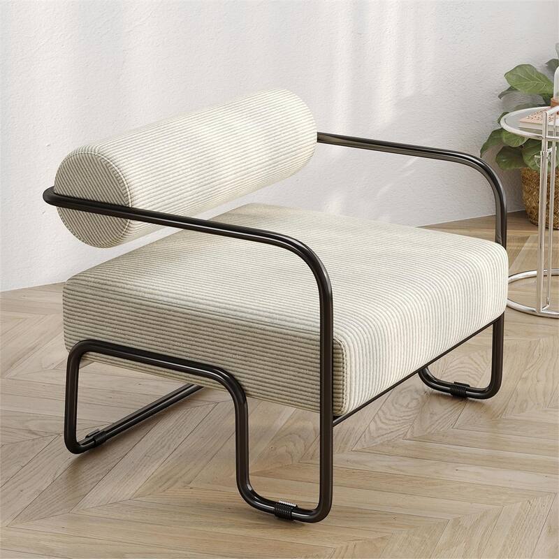 Corduroy Fabric Sofa Chair with Iron Frame, Lazy Individual Chair