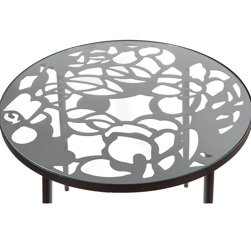 Devon Outdoor Bistro Aluminum Dining Table with Floral Cutout and Weather Resistant for Patios & Garden - 29 x 31.1