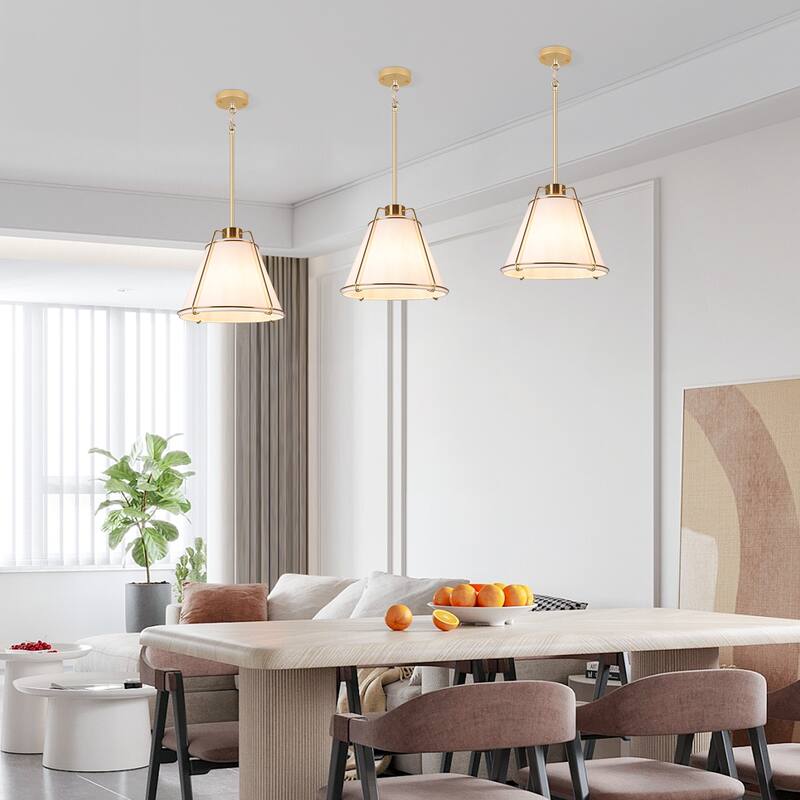 JASIWAY Modern Light Brass Chandelier with E26 Base and Fabric Shade