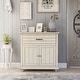 preview thumbnail 2 of 5, Cruize Transitional Antique White 32-inch Wood 2-Shelf Hallway Cabinet by Furniture of America