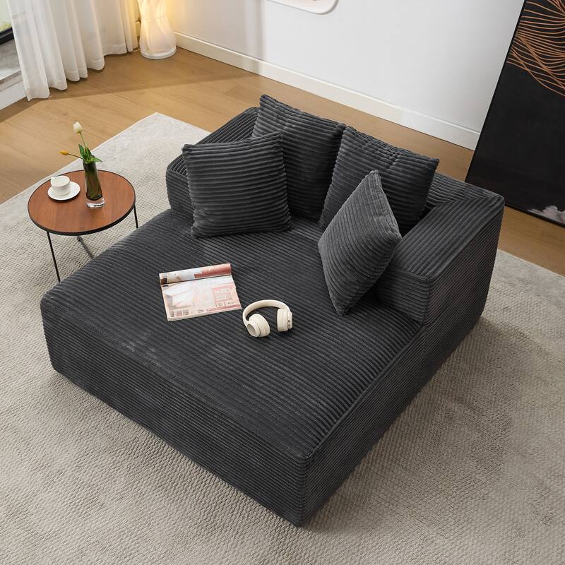54" W Oversized Chaise Lounge Sofa Couch - Grey
