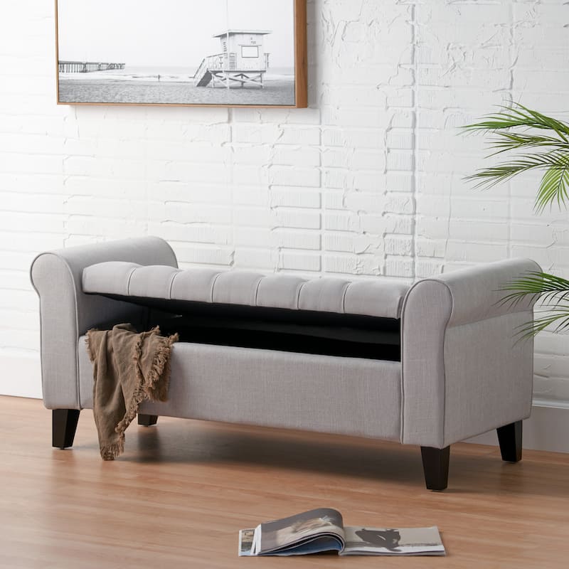 Christopher Knight Home Keiko Contemporary Rolled Arm Fabric Storage Ottoman Bench - 50.00" L x 19.50" W x 20.50" H