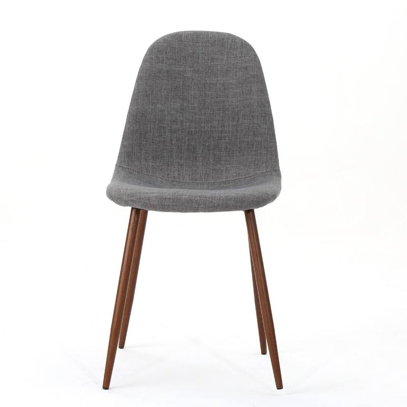 Dining Chair Set of 2, Light Gray Seat and Back Cushion, Brown Metal