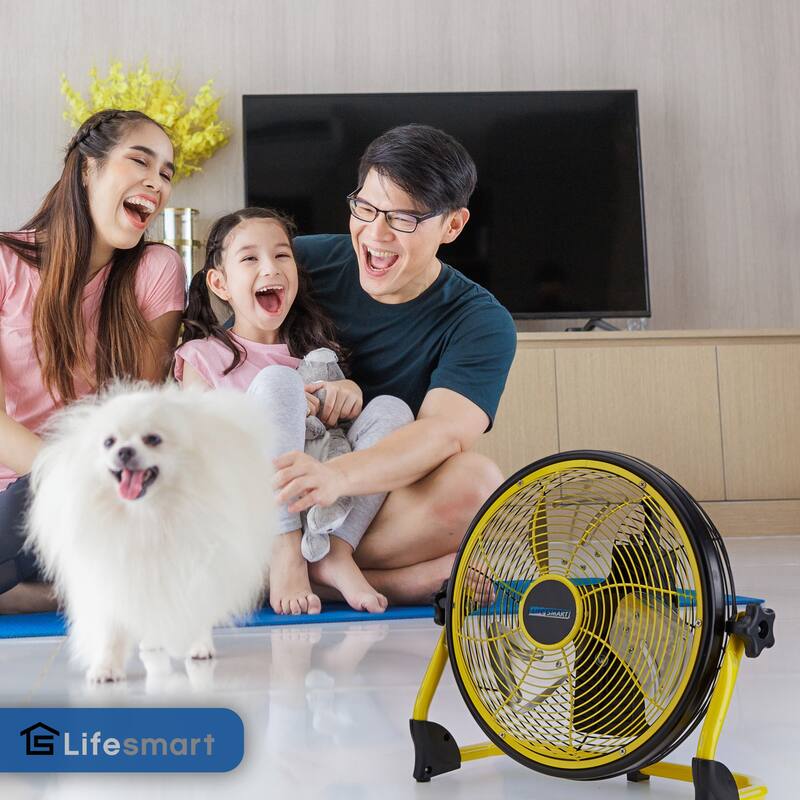 Lifesmart FGD-12C 12 In Rechargeable Battery Powdered Variable Speed Fan, Yellow - 8.20