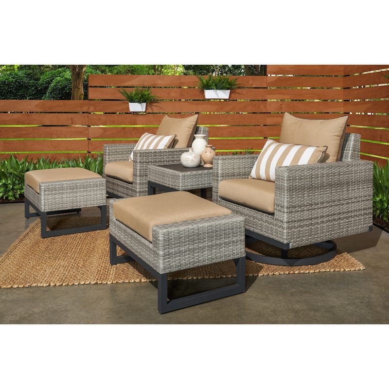 Milo 5 Piece Sunbrella Outdoor Patio Motion Club Set