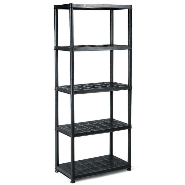 Gymax 5-Tier Storage Shelving Freestanding Heavy Duty Rack,33.5"L X 16"W X 73"H,Black