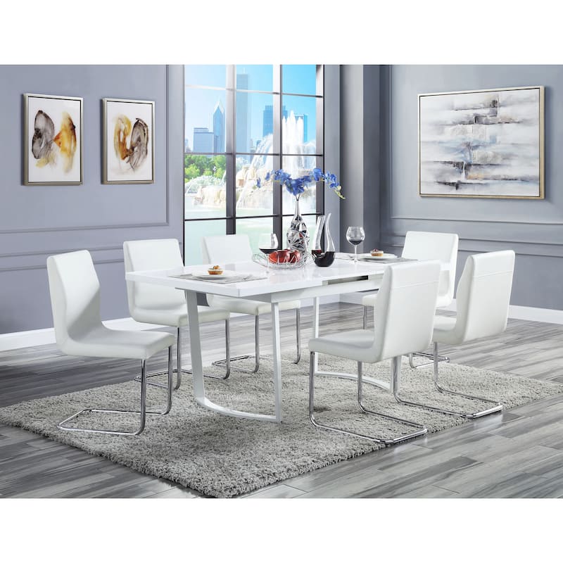 Somerset High Gloss White Dining Table with Metal Leg
