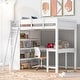 preview thumbnail 14 of 24, Full Size Wood Full Loft Bed Frame with Shelf and Ladder, High Fence, Space Saving, for Dormitory Bedroom Boys Girls Adults White - Full