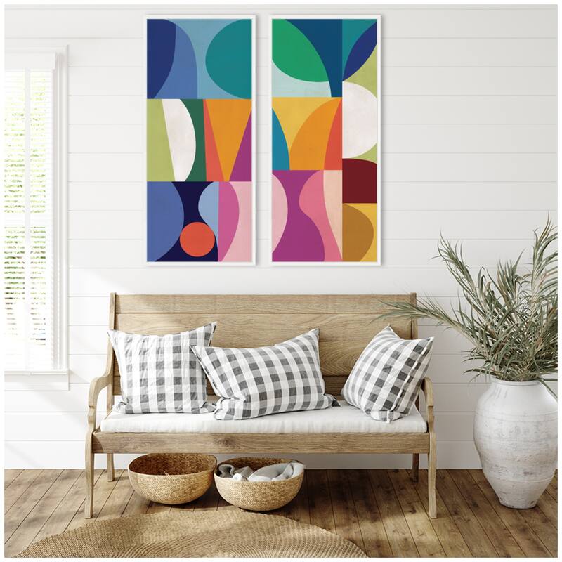 Kate and Laurel Abstract Panels 2 Piece Framed Canvas Wall Art Set by Rachel Lee