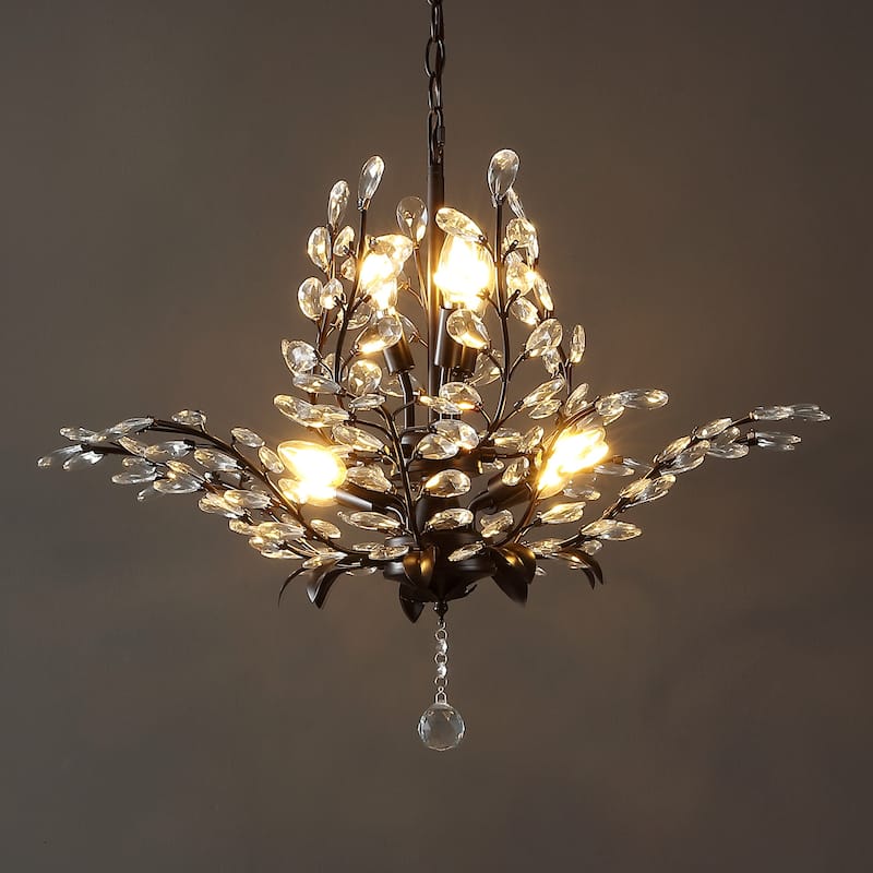 Elisana 28.5" 7-Light Contemporary Bohemian Iron/Acrylic LED Pendant, Oil Rubbed Bronze/Clear by JONATHAN Y