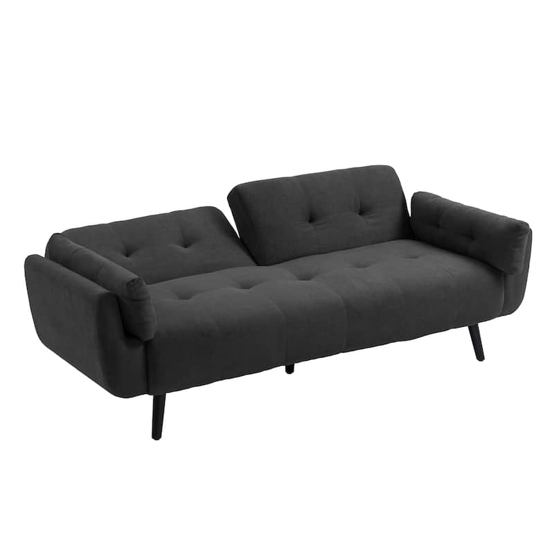 75" Convertible Sleeper Futon Sofa Bed With Adjustable Tufted Back
