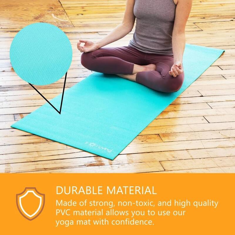 Sol Living Yoga Mat Premium Non Slip Extra Thick Exercise Mat for Yoga, Pilate, Mediation - 24 -In x 72 -In