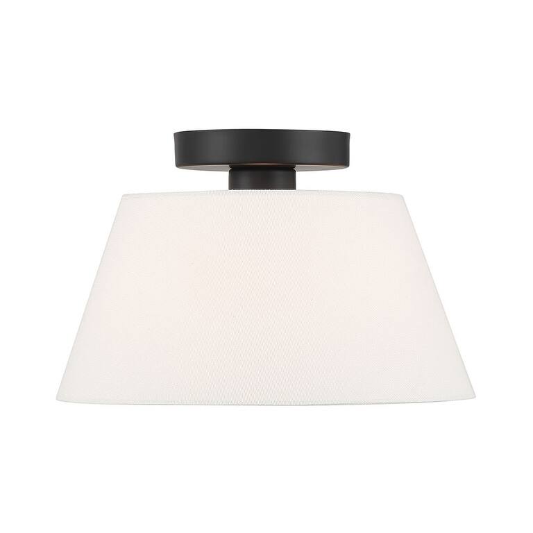 Bellevue SHCF95384 12" Wide Semi-Flush Ceiling Fixture with Linen - Matte Black