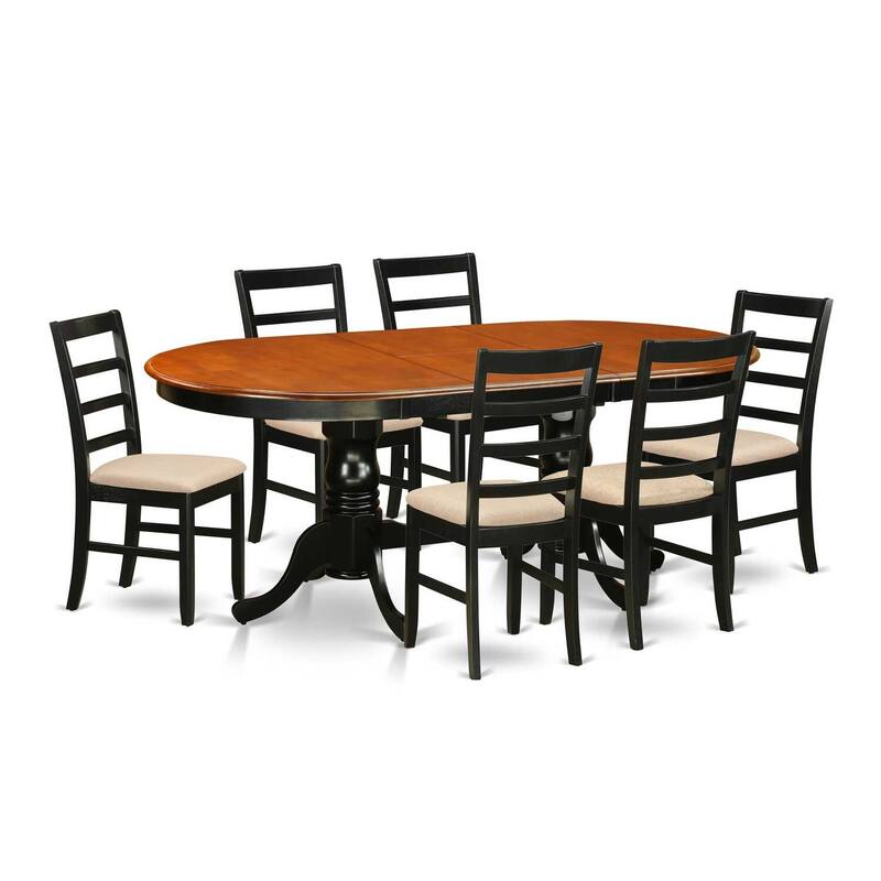 Dining Room Set for 8 - Kitchen Table with Chairs - Oval Table - Rubberwood Construction - HomeStock
