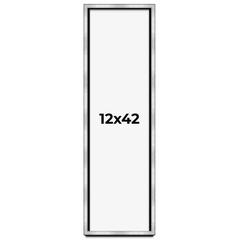 12x42 Shadow Box Frame Silver | 1.375 Inches Deep Real Wood