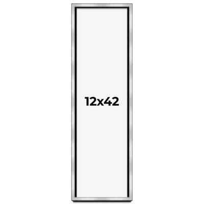 12x42 Shadow Box Frame Silver | 1.375 Inches Deep Real Wood