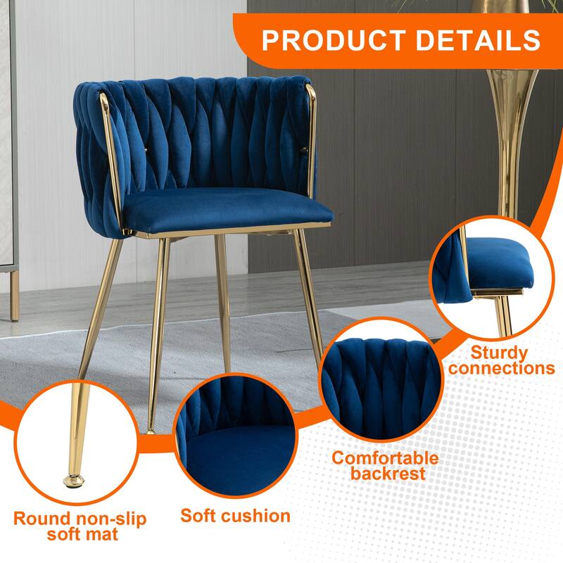 Makeup Chair, Home Backrest Light Luxury Dining Chair, Balcony Table Edge Chair (set of 2)