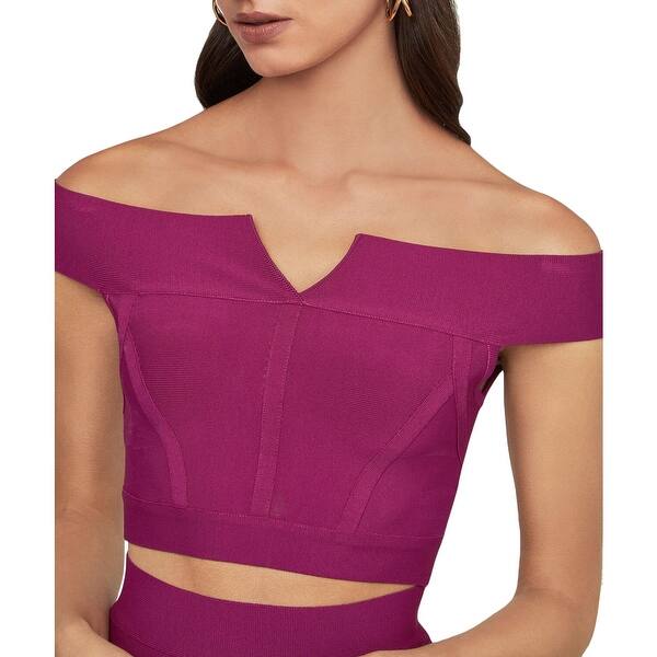 BCBGMAXAZRIA Womens Python Off-Shoulder Blouse