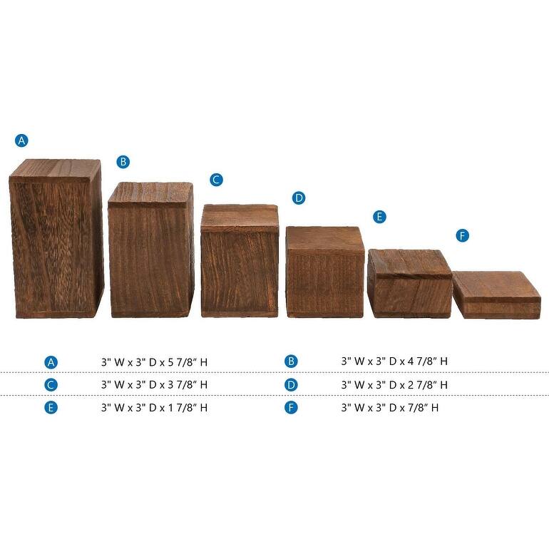 Wooden 6 Pcs Square Risers for Display Jewelry - S