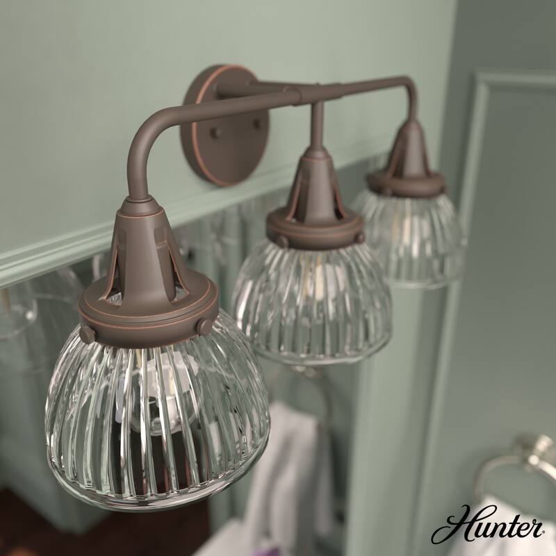 Hunter Cypress Grove 3-Light Vanity Wall Light - Onyx Bengal