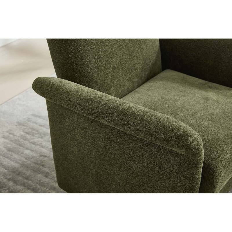 Modern Barrel Armchair with Wood Base for Comfortable Reading and Living Room Elegance