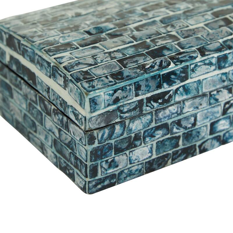 Mother of Pearl Handmade Geometric Box with Hinged Lid (Set of 2)