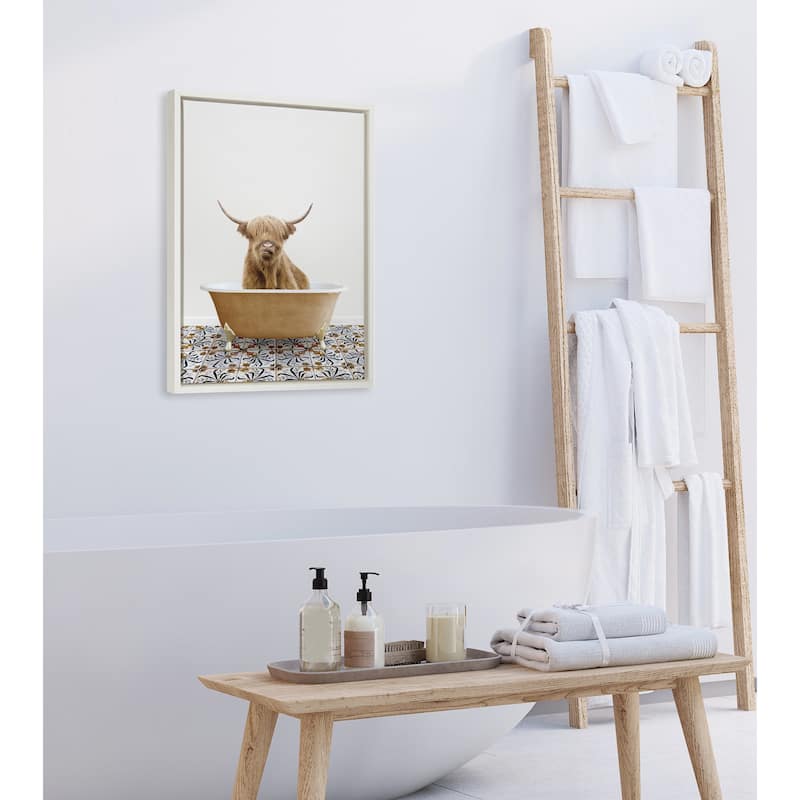 Kate and Laurel Sylvie Cow Mediterranean Bath Canvas by Amy Peterson
