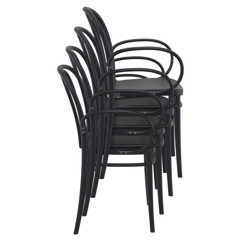 33.5" Black Stackable Patio XL Dining Armchair
