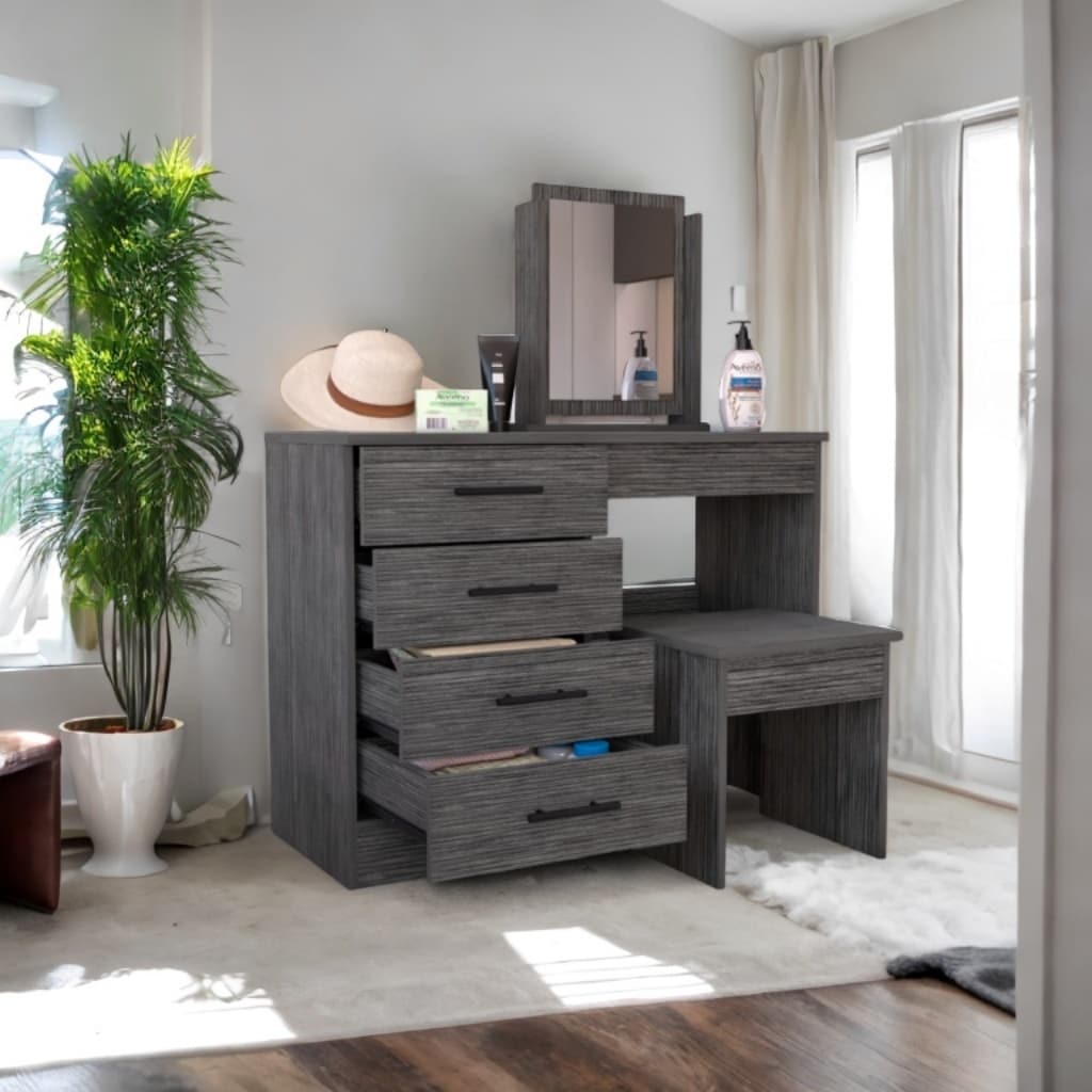 grey oak dressing table Makeup with Mirror, Stool, Smokey - Bed Bath & Beyond blush print