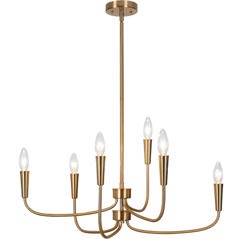 Uta Modern Gold 6-Light Chandelier Farmhouse Pendant Lights for Dining Room - L26.8" x W17.3" x H11.8"