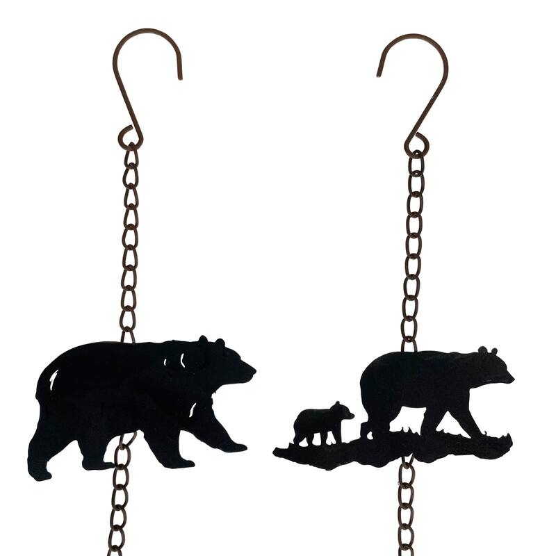 Set Of 2 Rain Chains With Bears And Trees, 52-Inch, Decorative - 4 X 52 X 0.25 inches