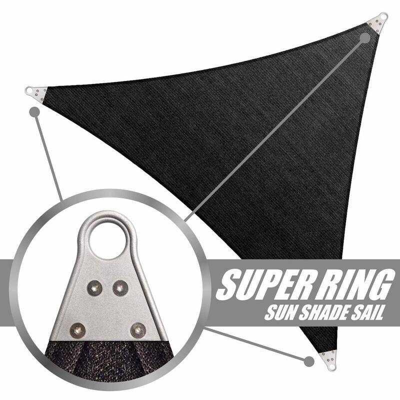 ColourTreeUSA Triangle Sun Shade Sail Reinforced Super Ring HDPE Mesh Fabric Screen Canopy UV Block 260 GSM