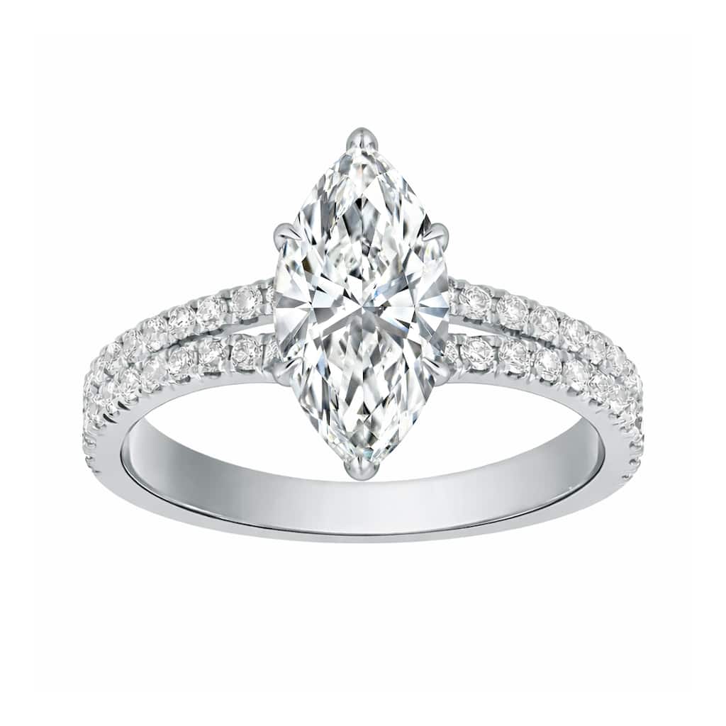 Auriya 14K Gold Marquise Lab Grown Diamond Split Shank Engagement Ring 1.43 - 5.86ct. tw. (F-G, VS)