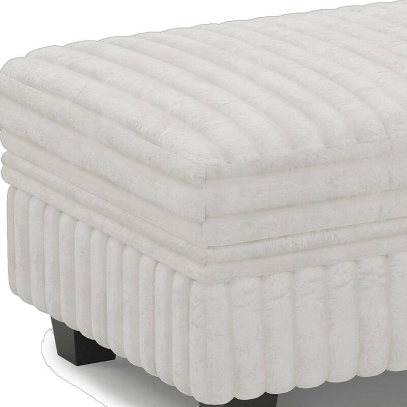 HomeRoots 30" Brown and Black Faux Fur Storage Ottoman