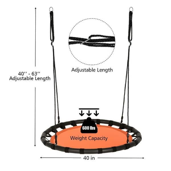 40" Flying Saucer Round Swing Kids Play Set - Orange - 40"-63""