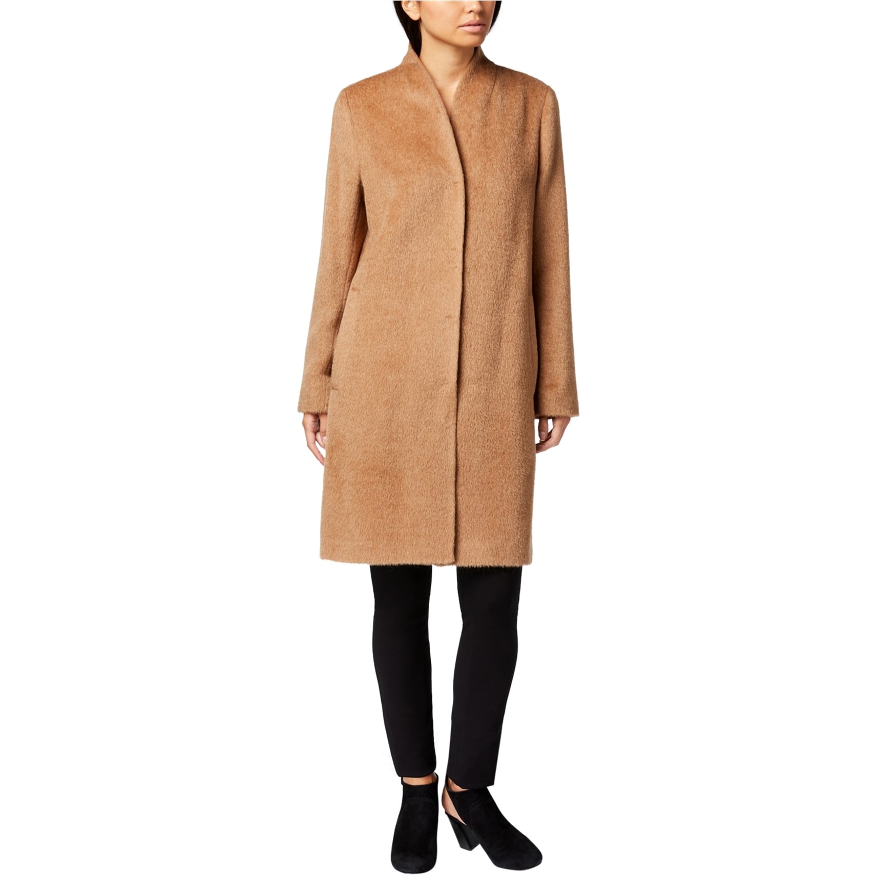 eileen fisher stand collar down coat