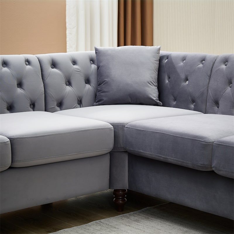L-Shaped Corner Sectional Sofas with 3 Pillows
