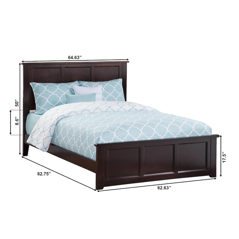 Madison Full Low Profile Wood Platform Bed with Matching Footboard in Espresso