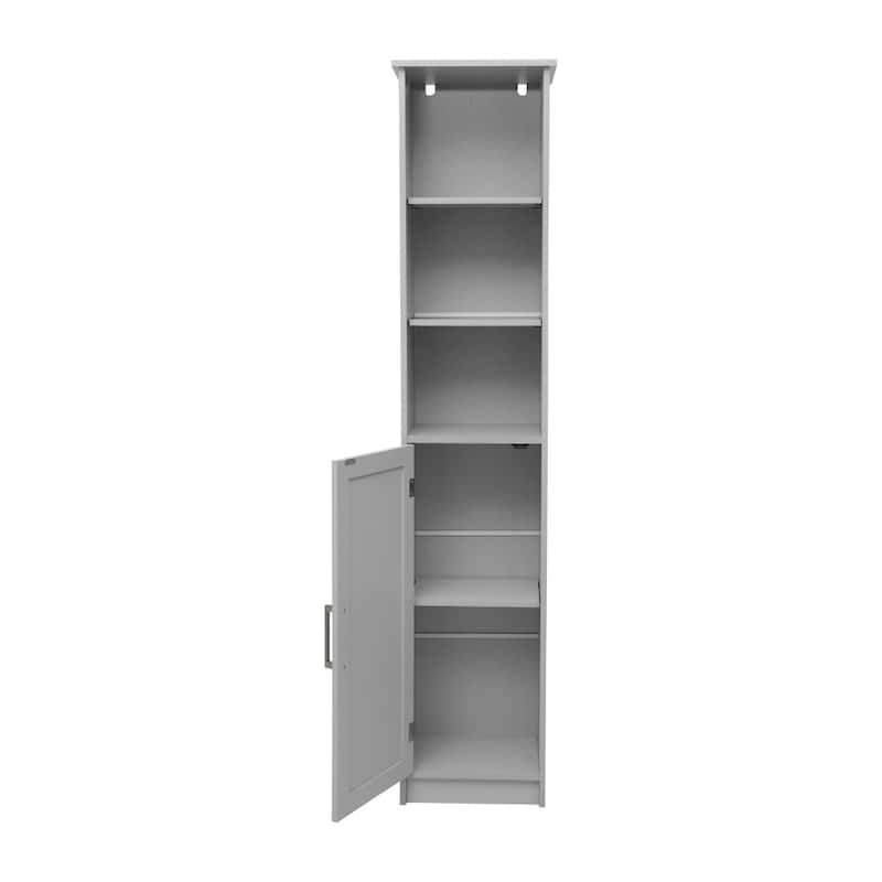 Modern Freestanding Linen Tower with Shelves and Magnetic Close Door