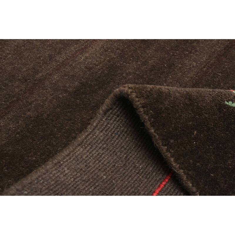 ECARPETGALLERY Hand Loomed Kashkuli Gabbeh Dark Brown Wool Rug - 3'0 x 4'9