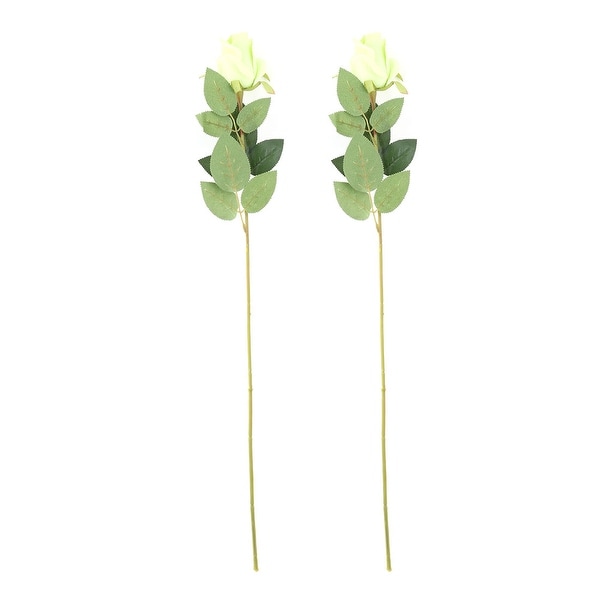 Home Party Plastic Rose Shaped Table Desk Decor Artificial Flower Green 2 Pcs