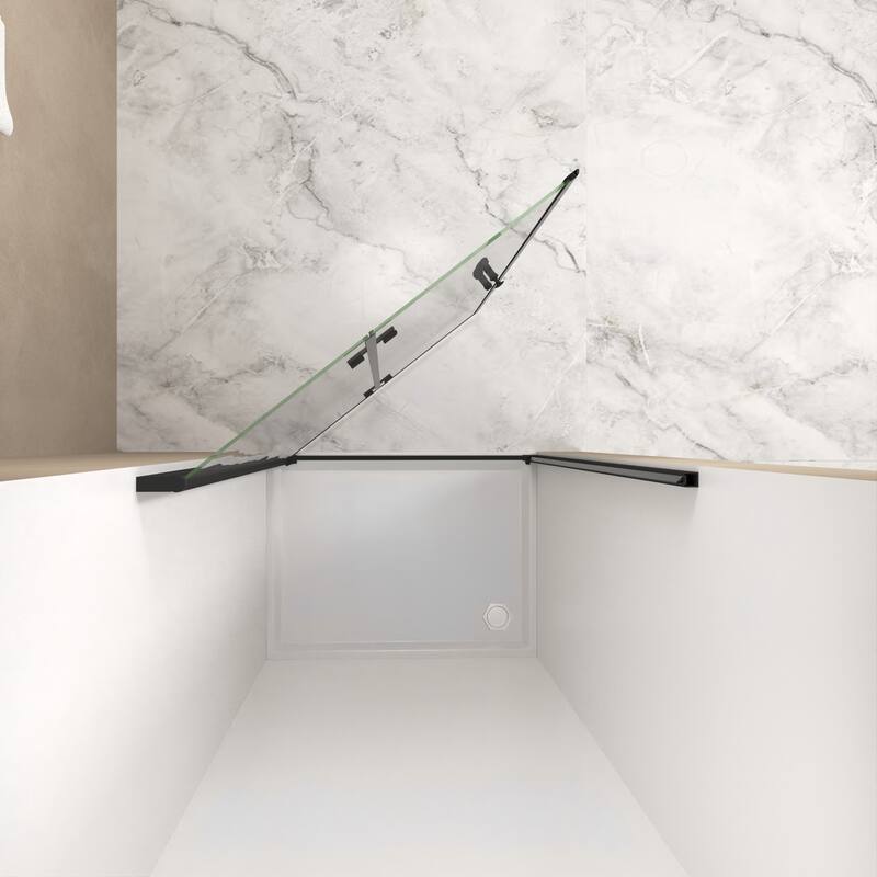 GDFStudio - Corbin Space-Saving Bifold Tempered Glass Shower Door for Small Bath Layouts
