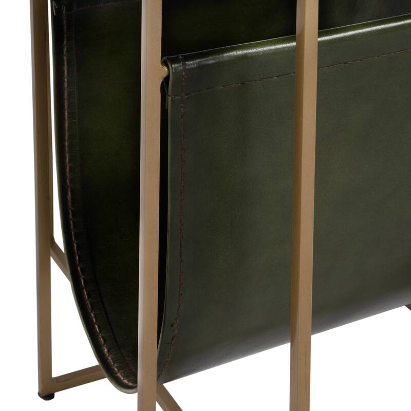 Stephanik 20.25 in. W Rectangular Marble & Leather Magazine Side Table