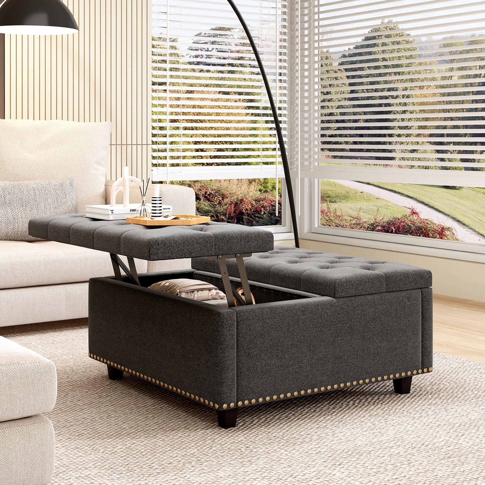 Large gray ottoman sales