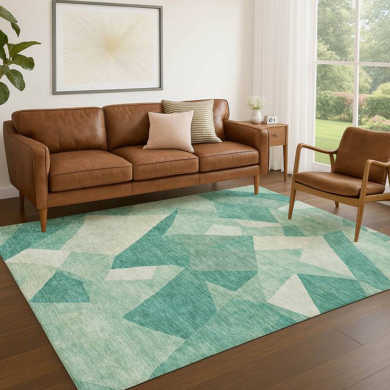 Machine Washable Indoor/ Outdoor Modern Queby Chantille Rug