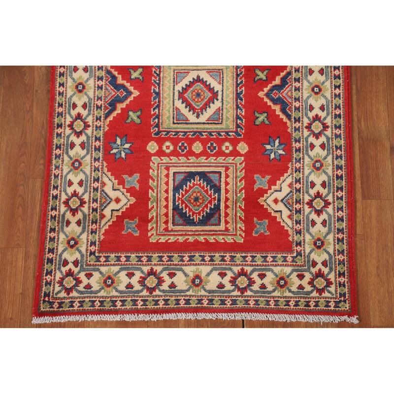 Traditional Kazak Runner Rug Hand-Knotted Wool Carpet - 2'9" x 10'0"