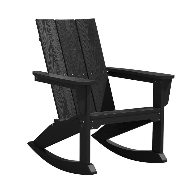 Modern Rocking Plastic Outdoor Adirondack Chair - Black